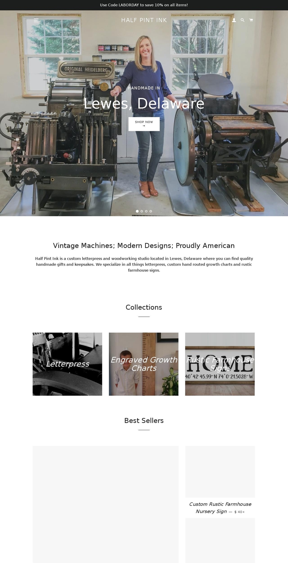 halfpintink.com — Shopify storefront screenshot