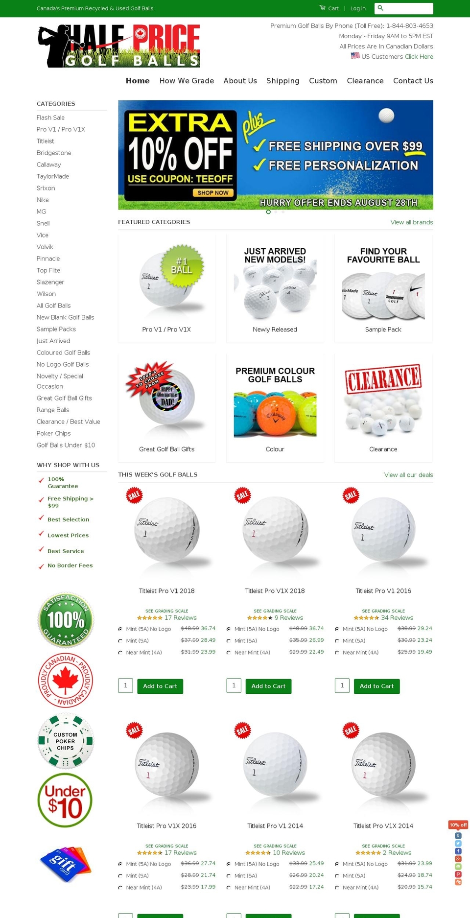 halfpricegolfballs.ca shopify website screenshot