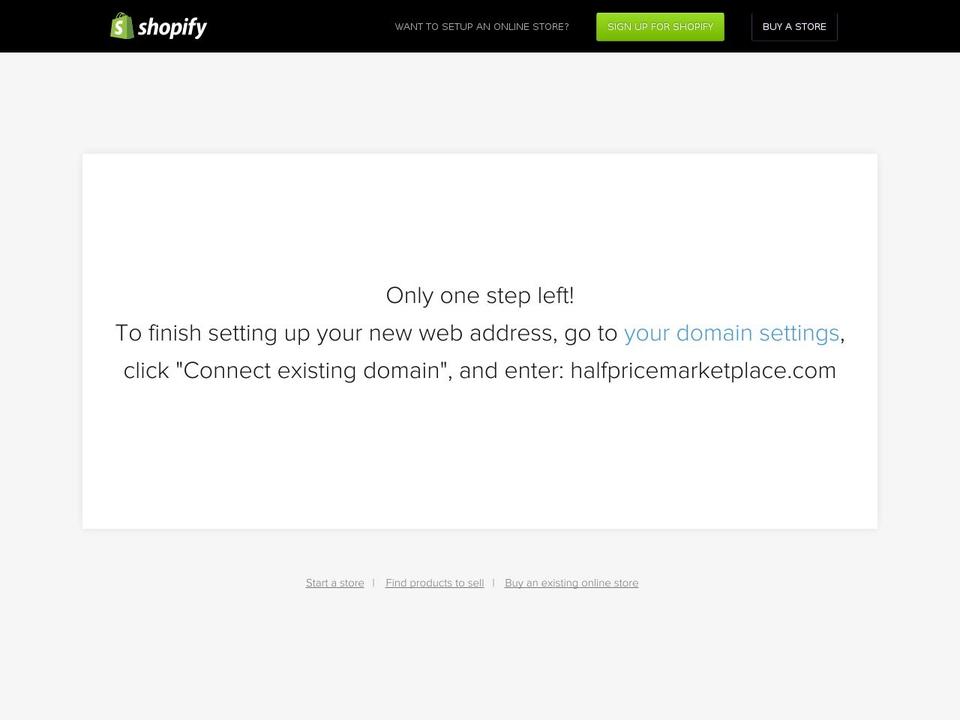Start Shopify theme site example halfpricemarketplace.com