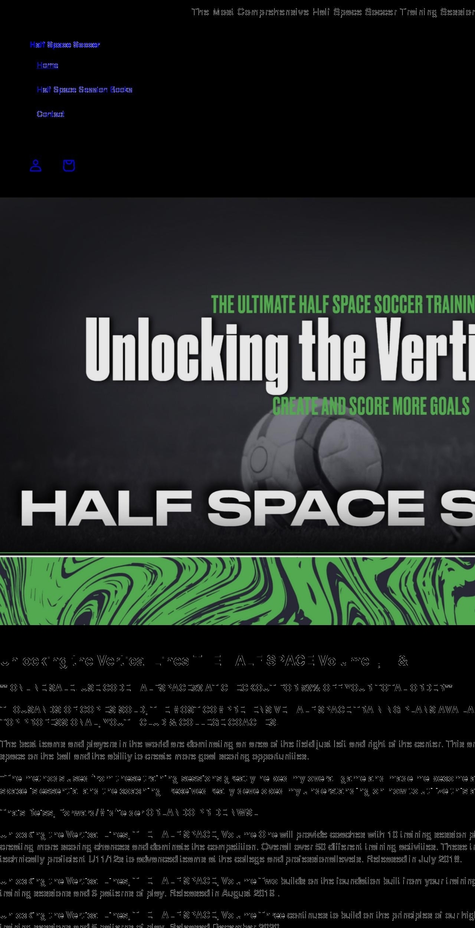 halfspacesoccer.com shopify website screenshot