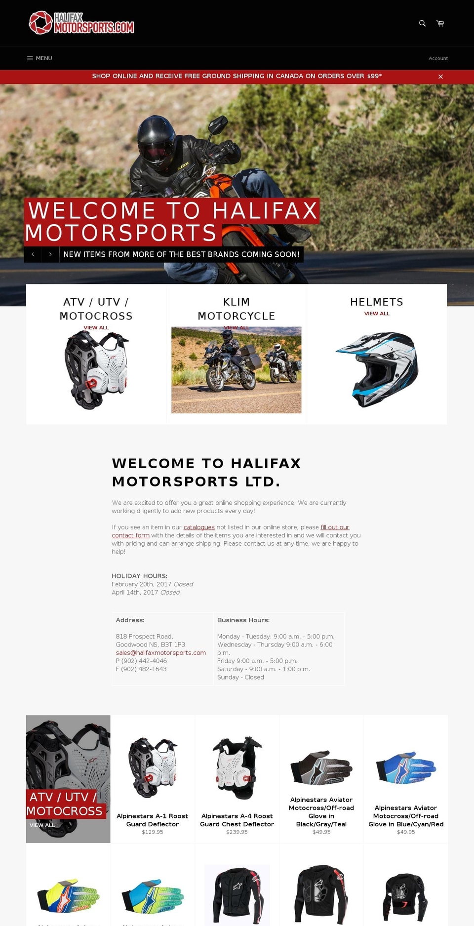 halifaxmotorsports.com shopify website screenshot