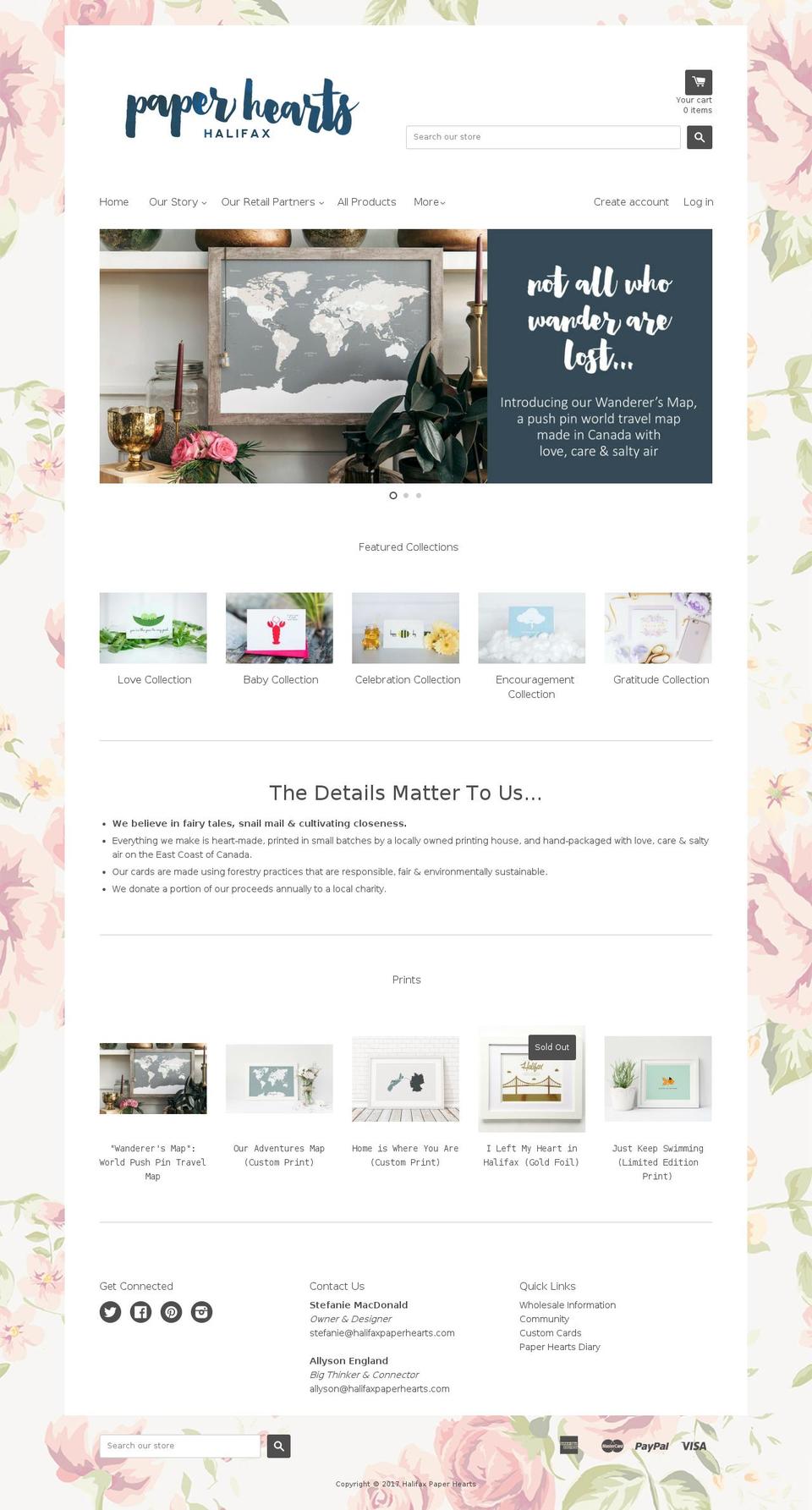 halifaxpaperhearts.com shopify website screenshot