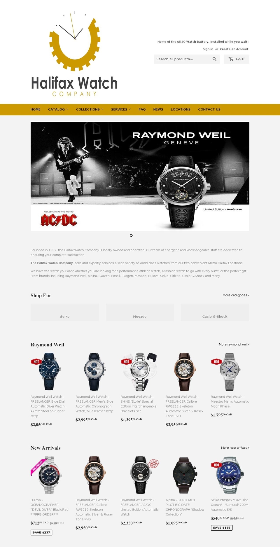 halifaxwatch.com shopify website screenshot