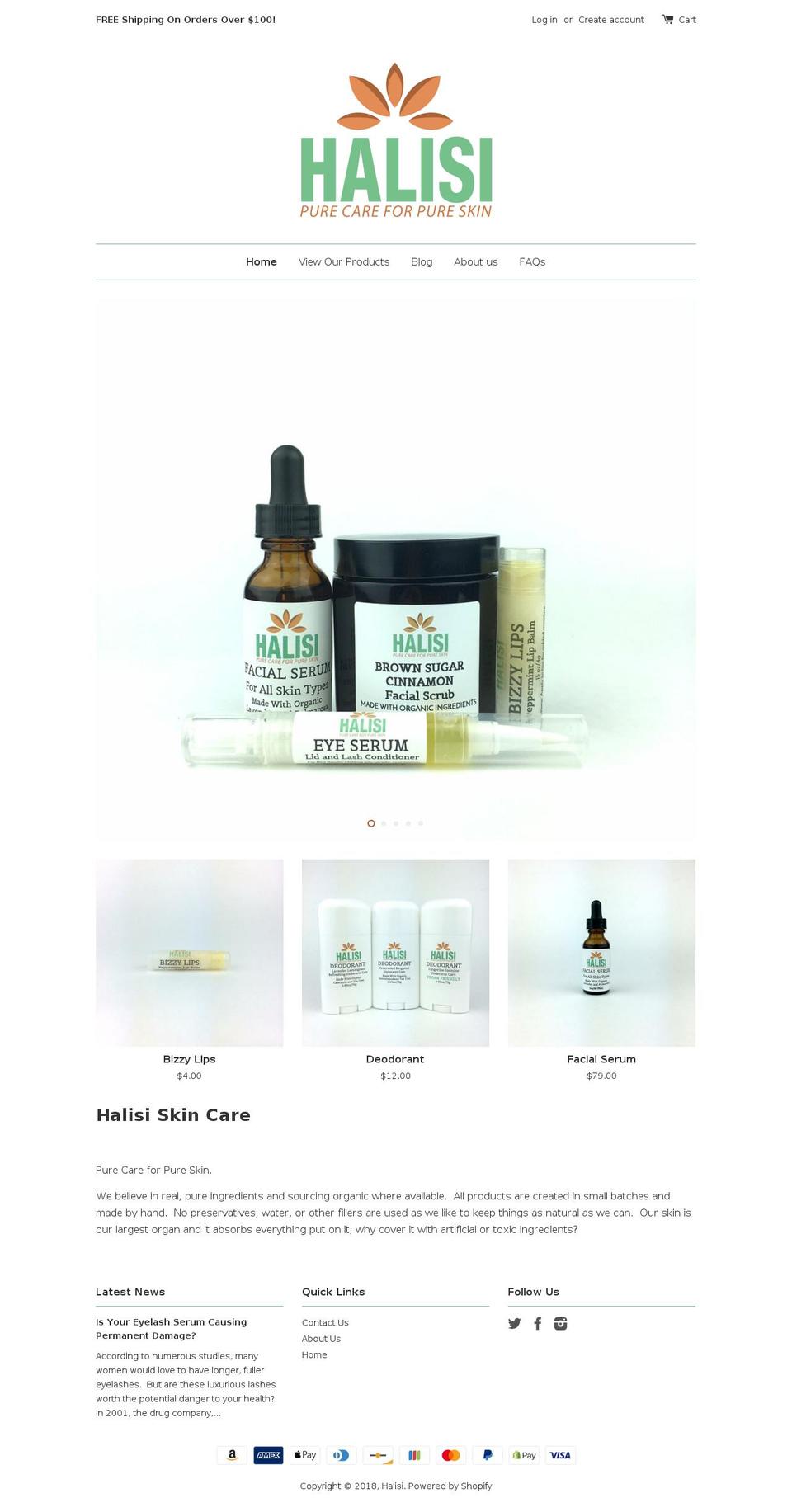 halisiskin.com — Shopify storefront screenshot