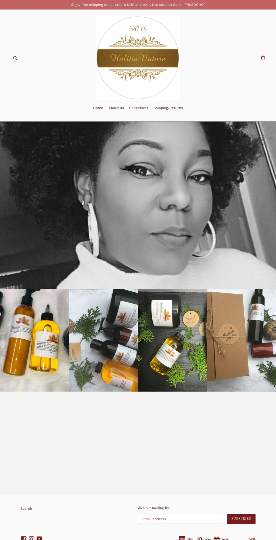 halittashenatural.com shopify website screenshot