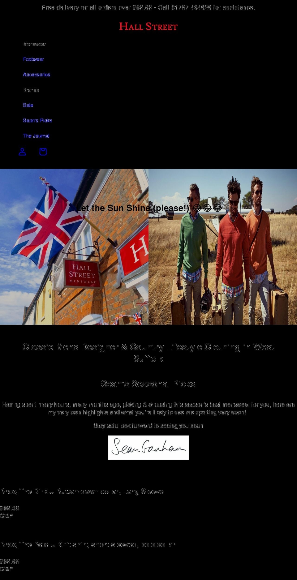 hall-street.co.uk shopify website screenshot