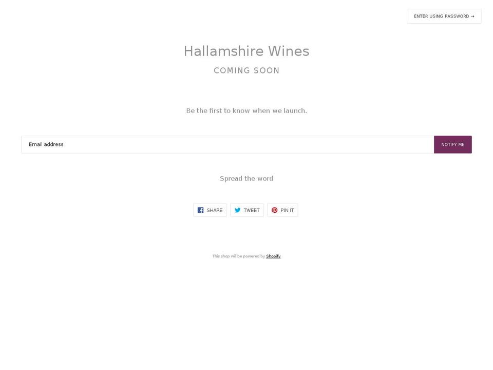 hallamshirewines.com — Shopify storefront screenshot