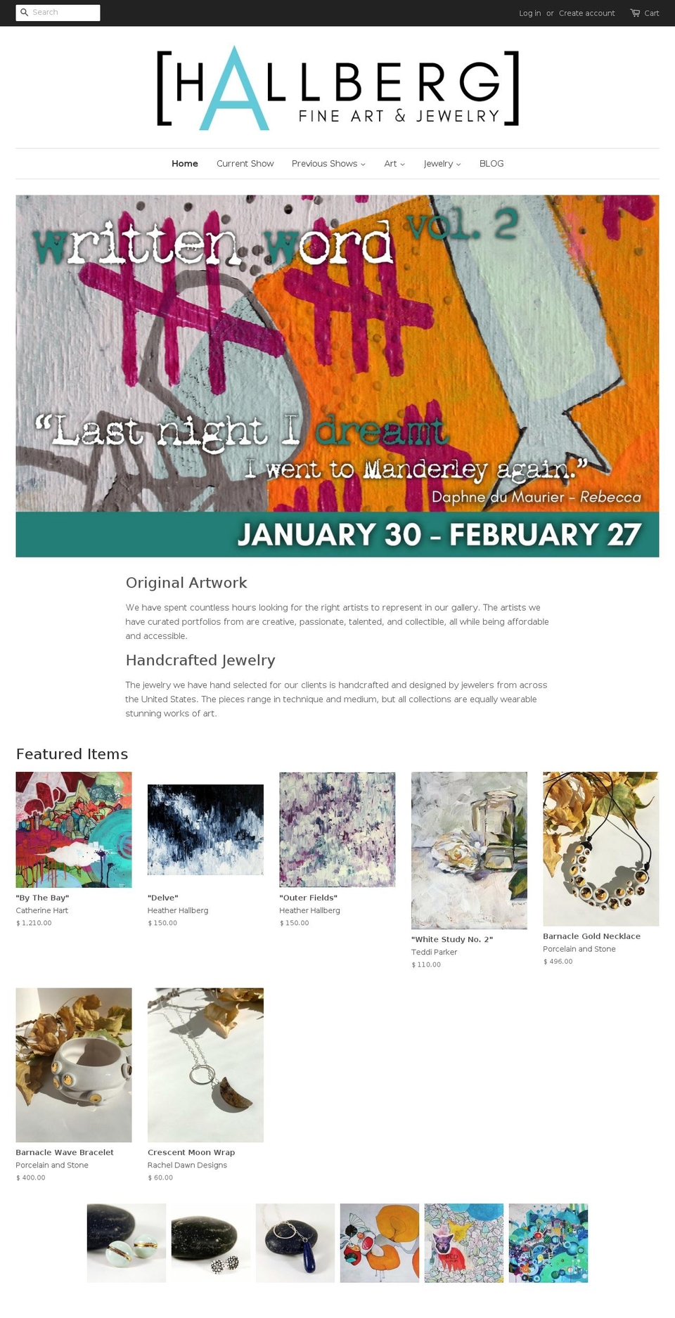 hallbergfineart.com shopify website screenshot