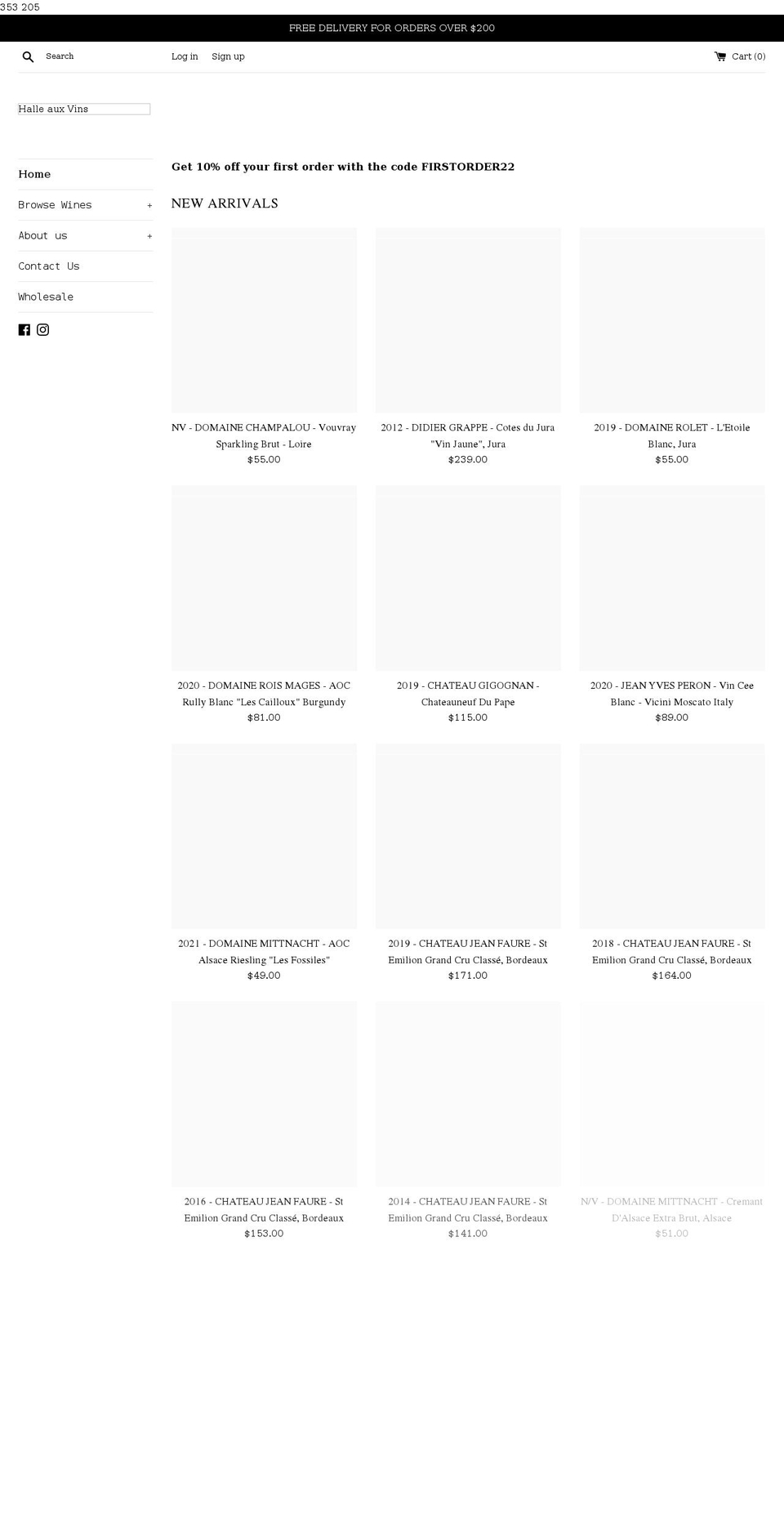 halleauxvins.com shopify website screenshot