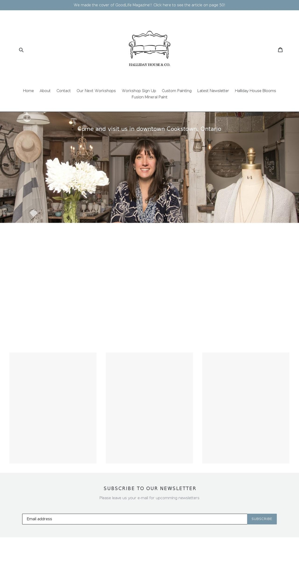 hallidayhouseandco.com — Shopify storefront screenshot