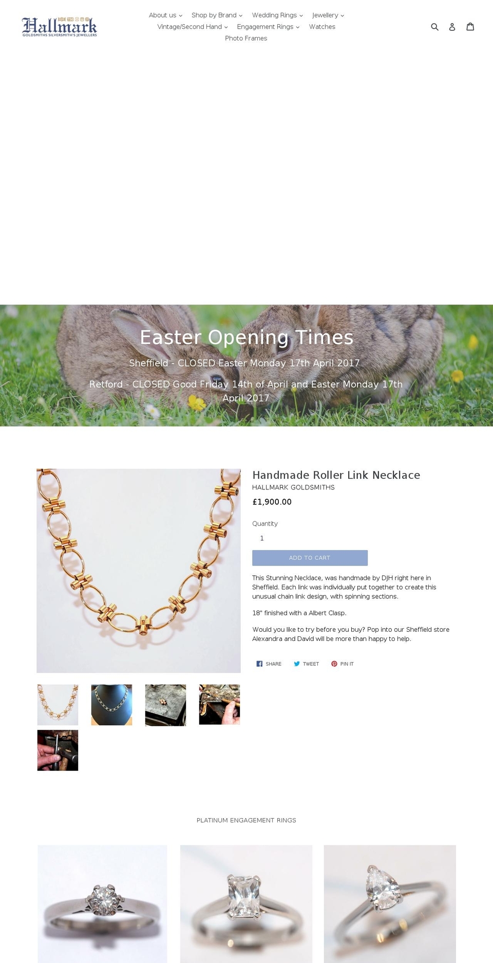 hallmarkgoldsmiths.com shopify website screenshot