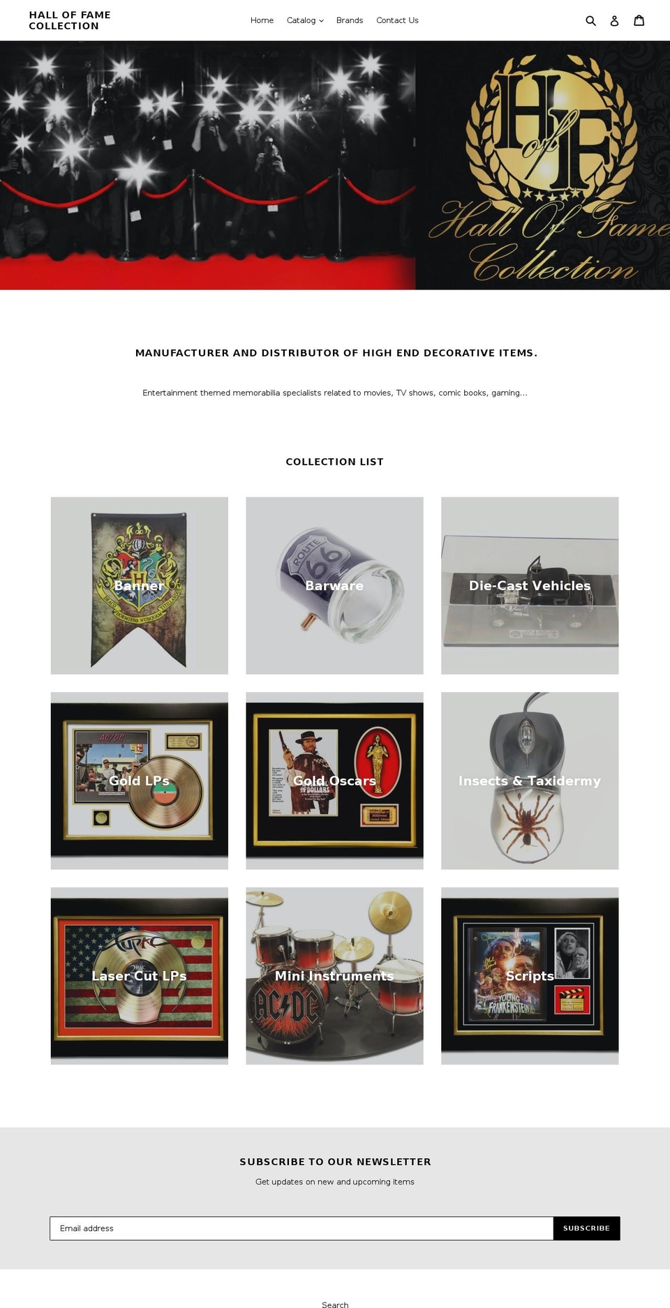 halloffamecollection.com — Shopify storefront screenshot