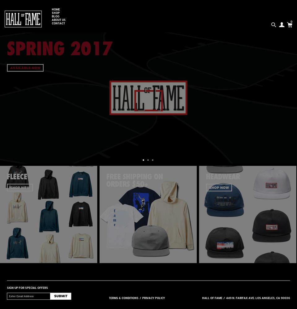 halloffameltd.com shopify website screenshot