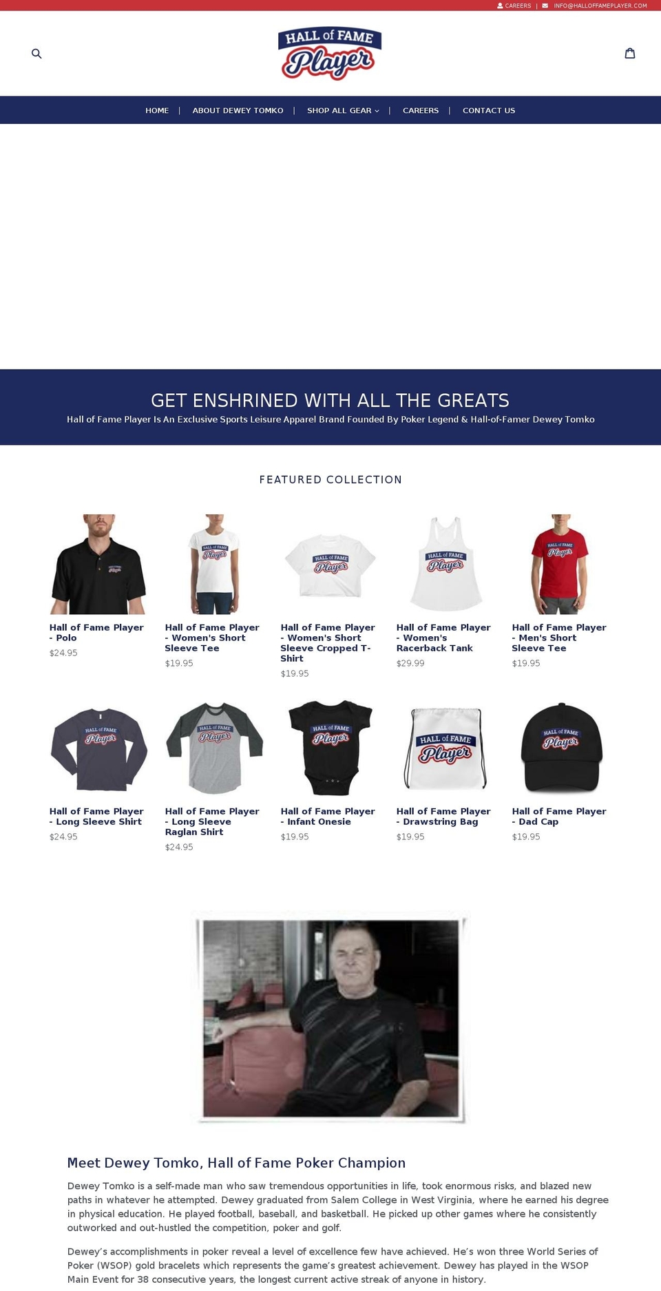 halloffameplayer.com — Shopify storefront screenshot