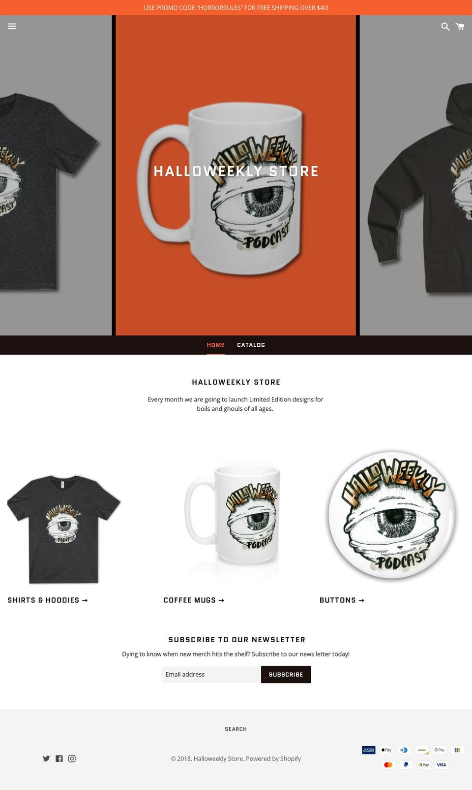 halloweekly.com — Shopify storefront screenshot