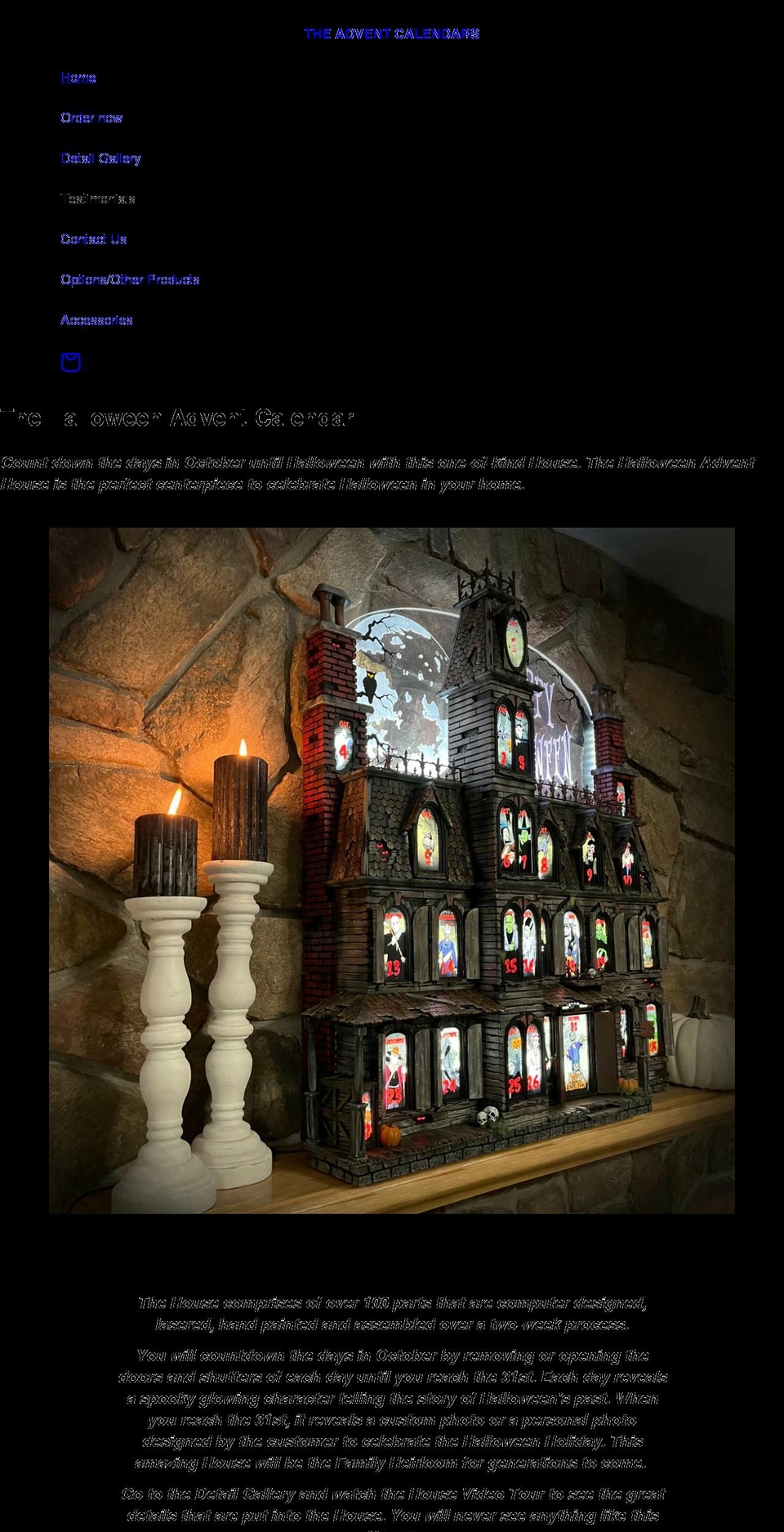 halloweenadventhouse.com shopify website screenshot