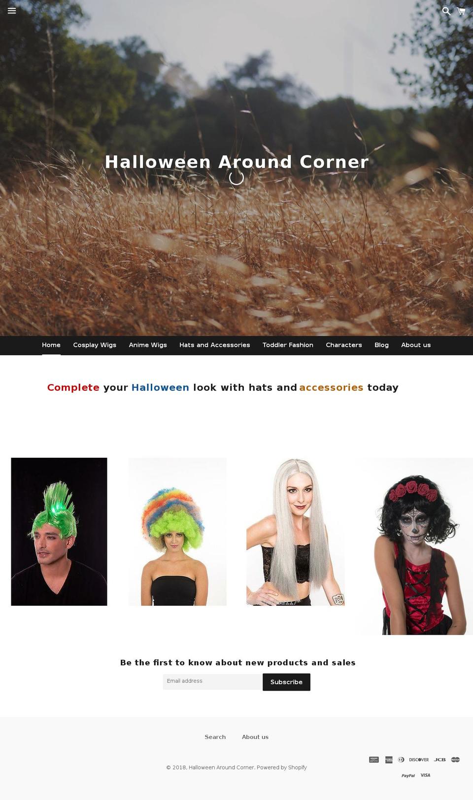 halloweenaroundcorner.com — Shopify storefront screenshot