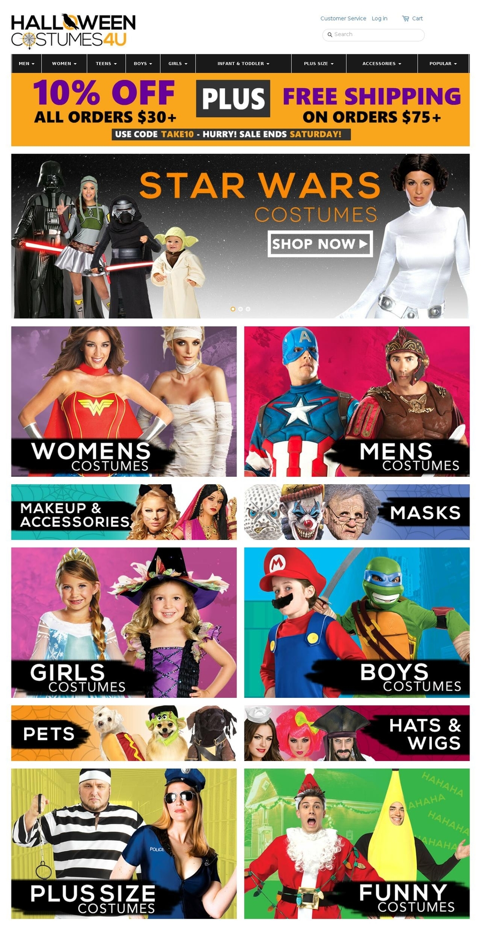 halloweencostumes4u.com shopify website screenshot