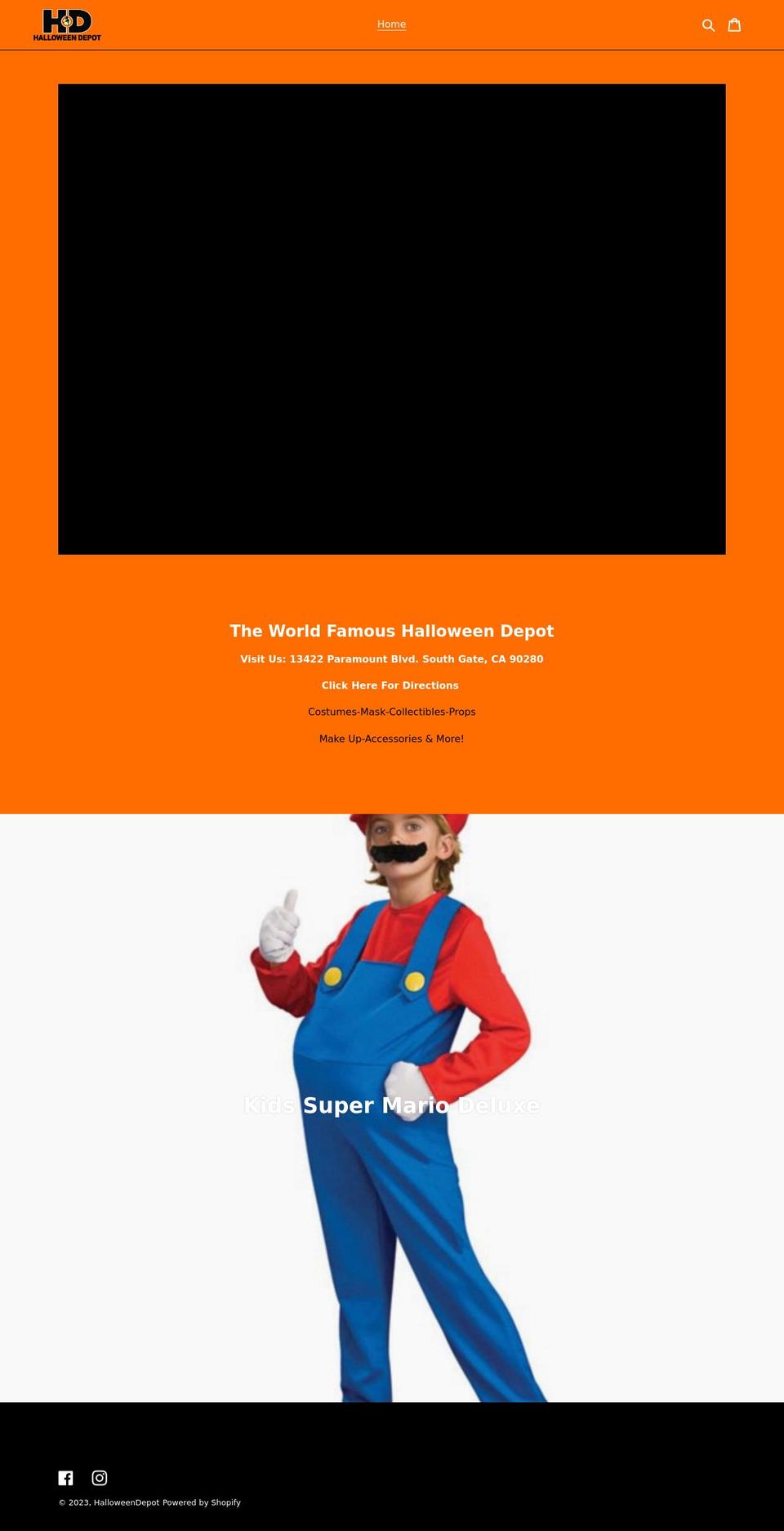 halloweendepotusa.com shopify website screenshot