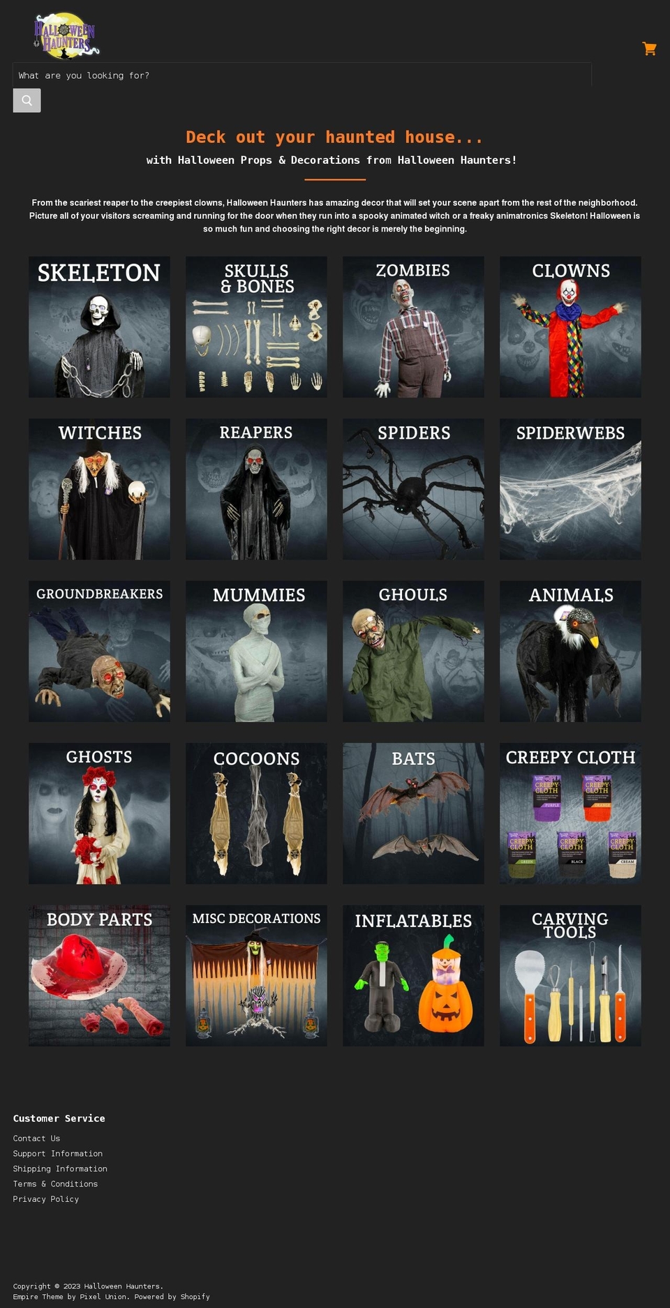 halloweenhaunters.com shopify website screenshot