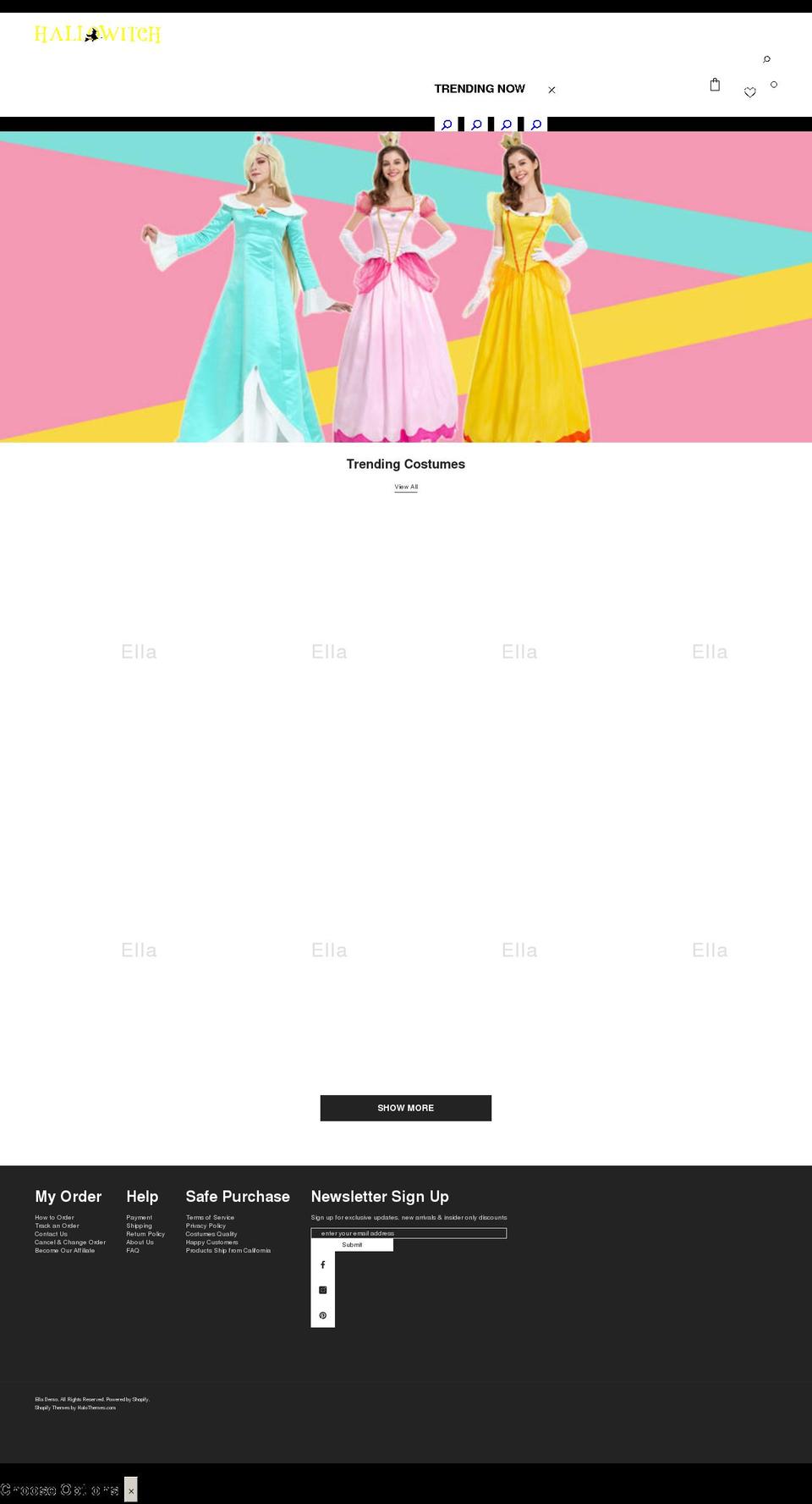 hallowitchcostumes.com — Shopify storefront screenshot
