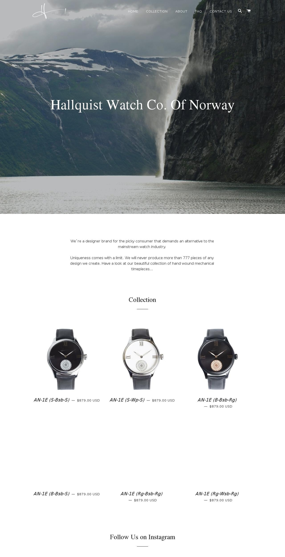 hallquistwatches.com shopify website screenshot