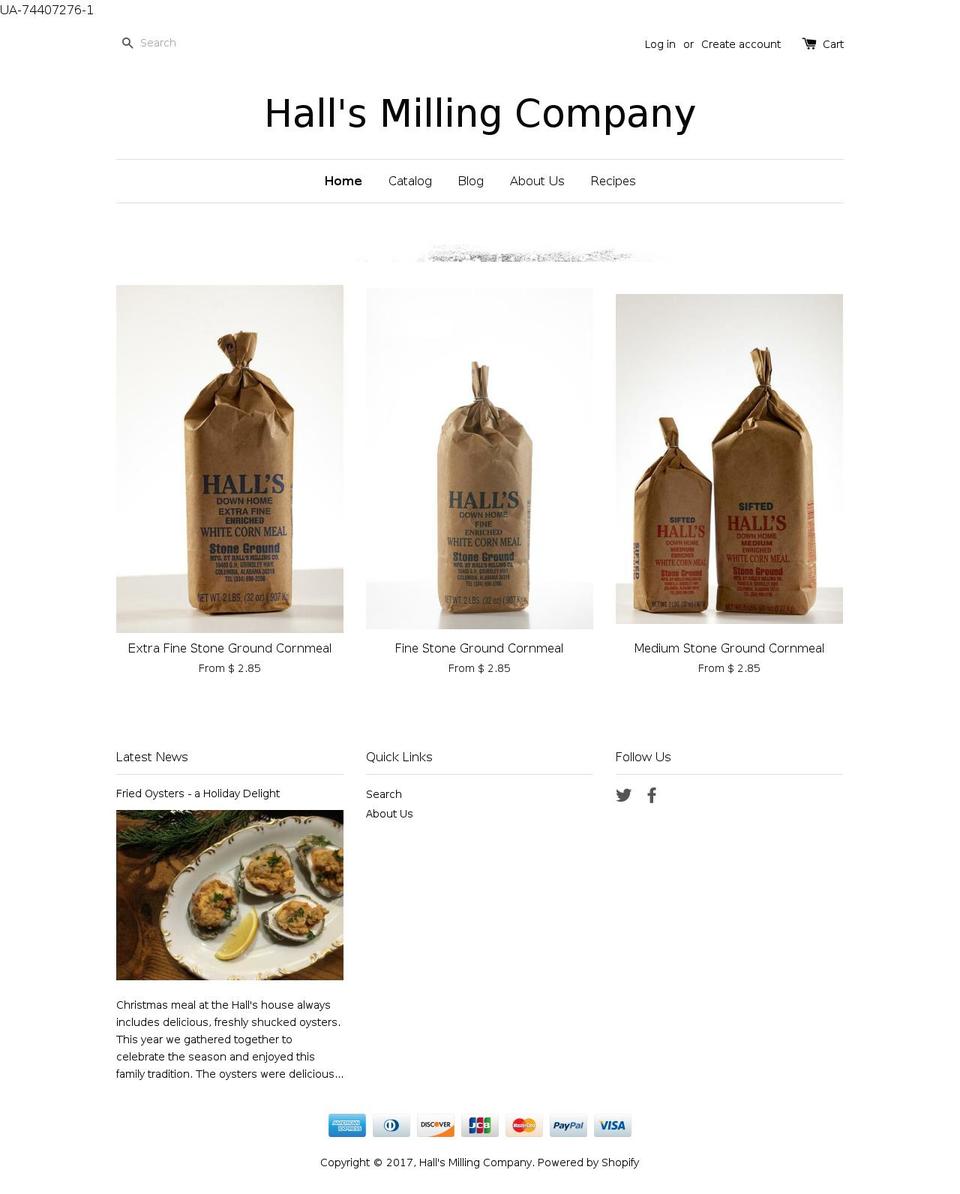 hallsmilling.com shopify website screenshot
