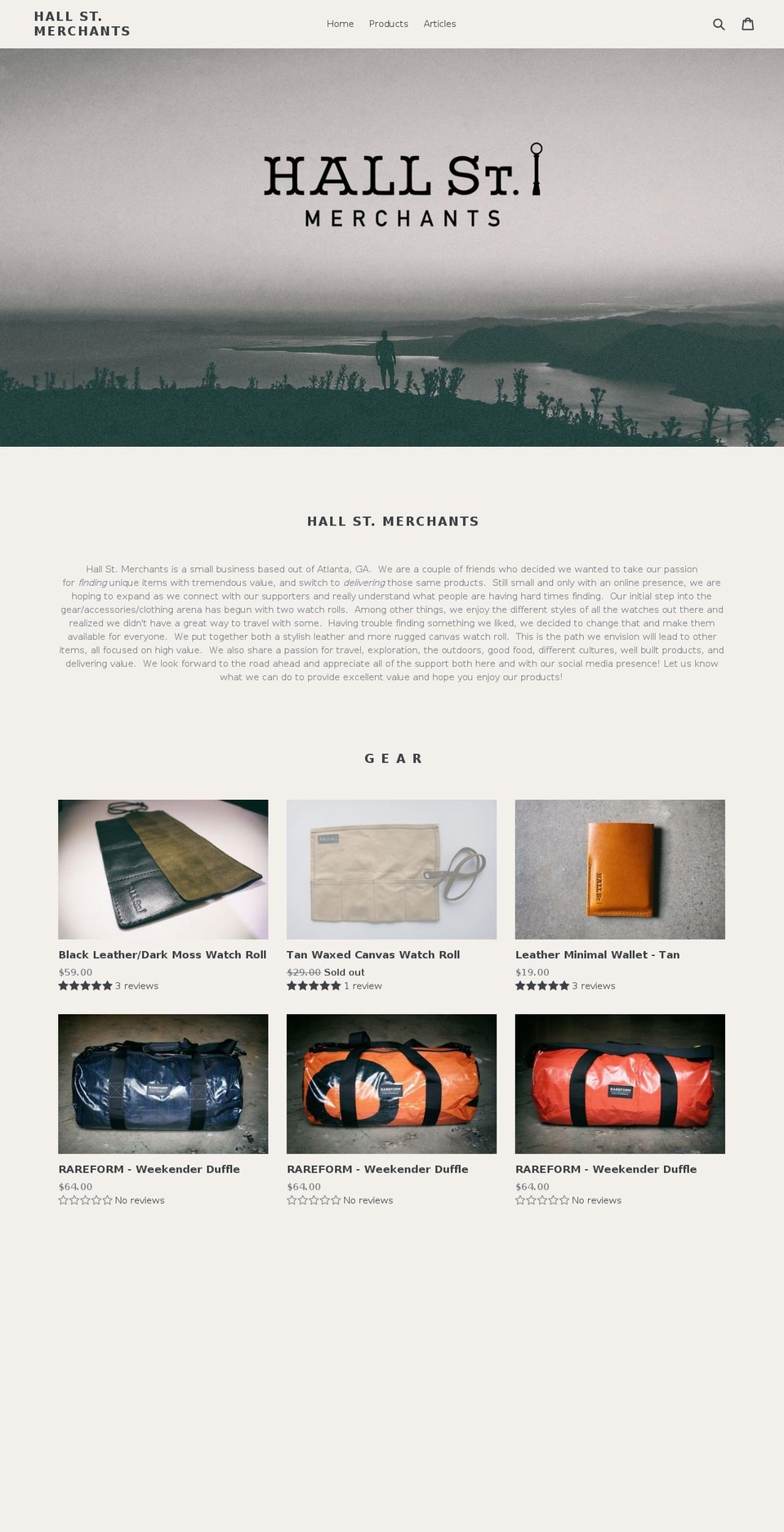 hallstmerchants.com — Shopify storefront screenshot