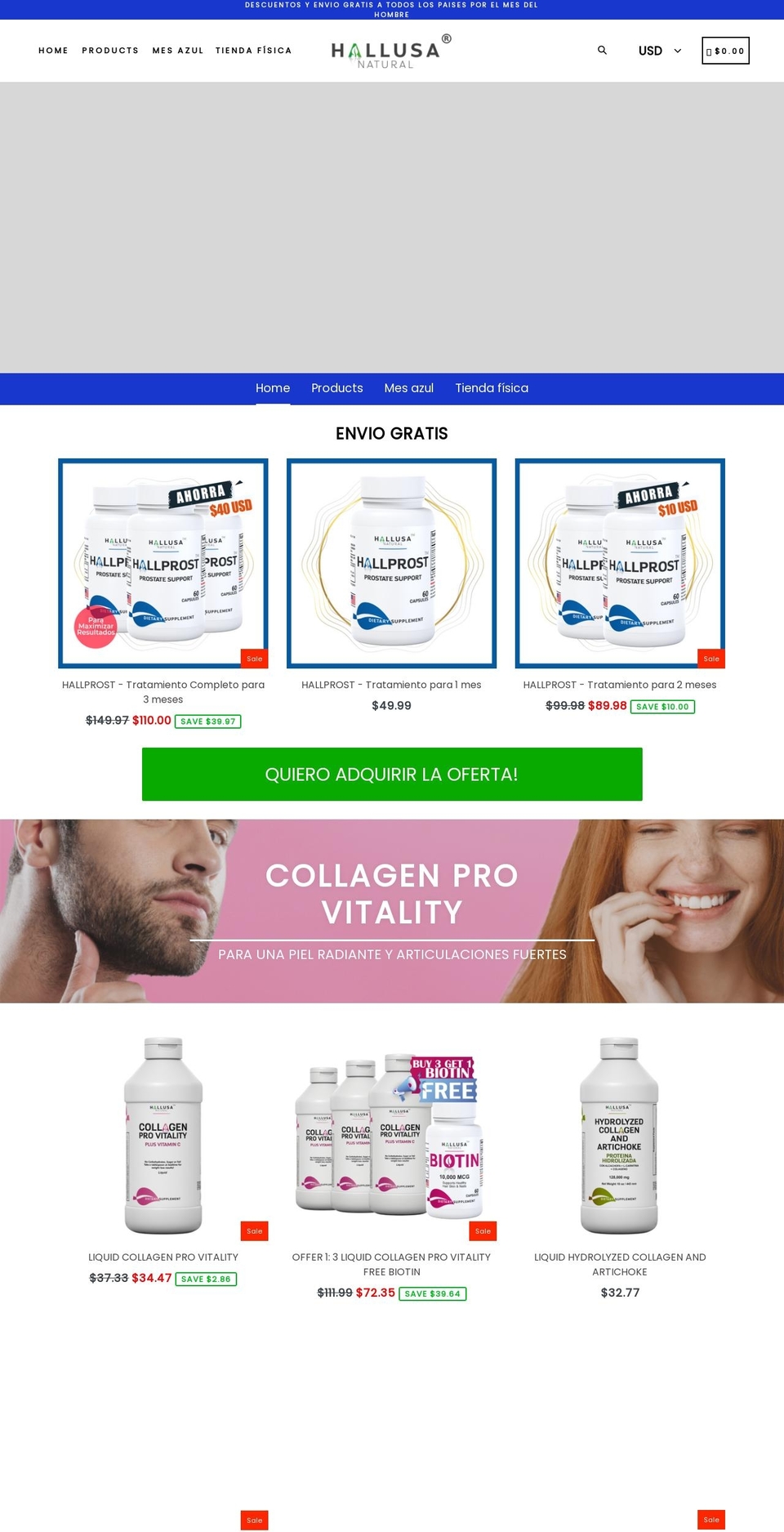 hallusanatural.com shopify website screenshot