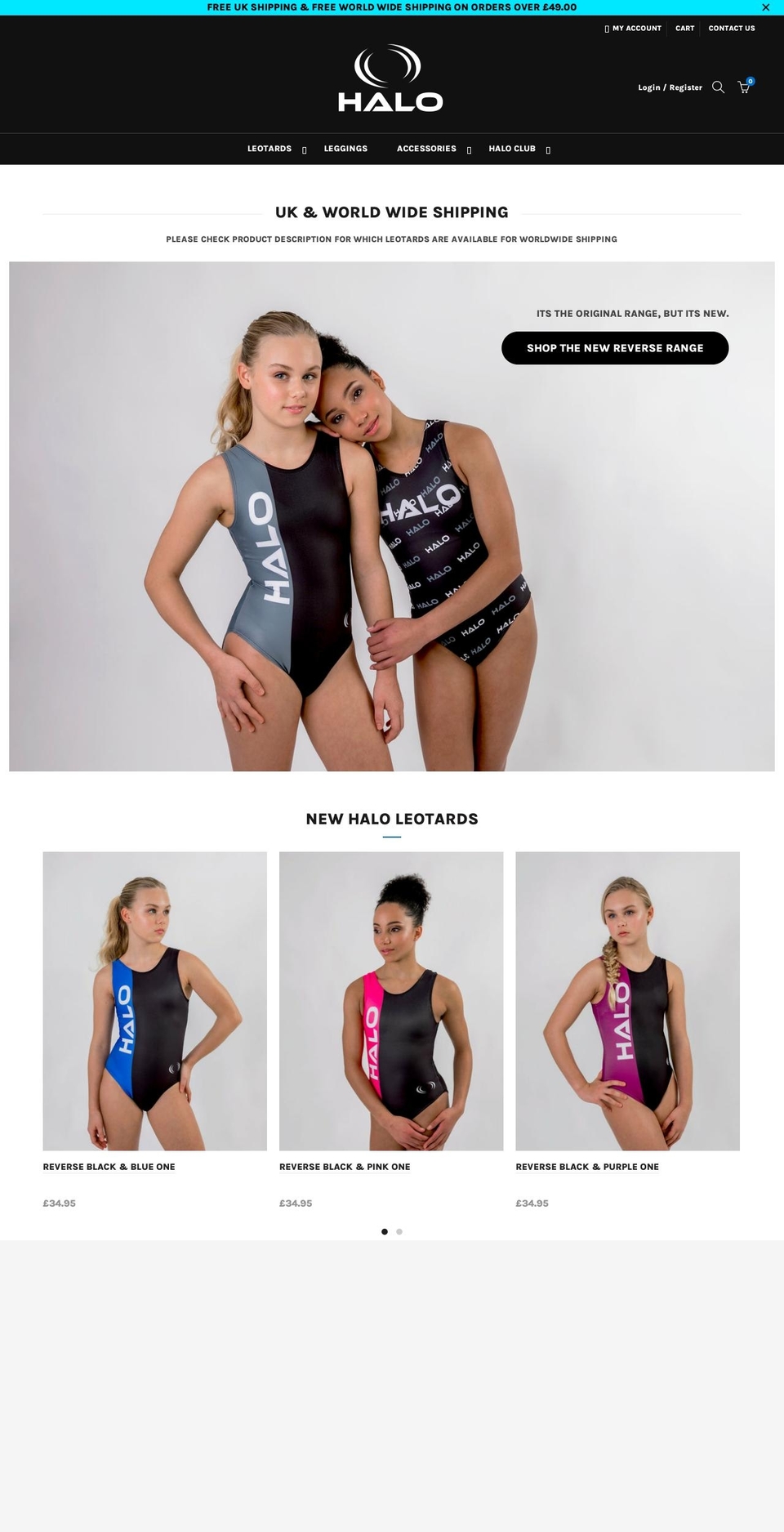 halo-sportswear.com shopify website screenshot