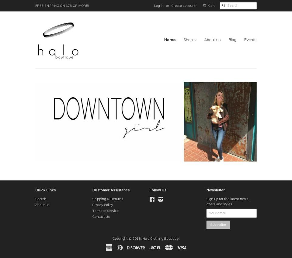 haloclothingboutique.com — Shopify storefront screenshot