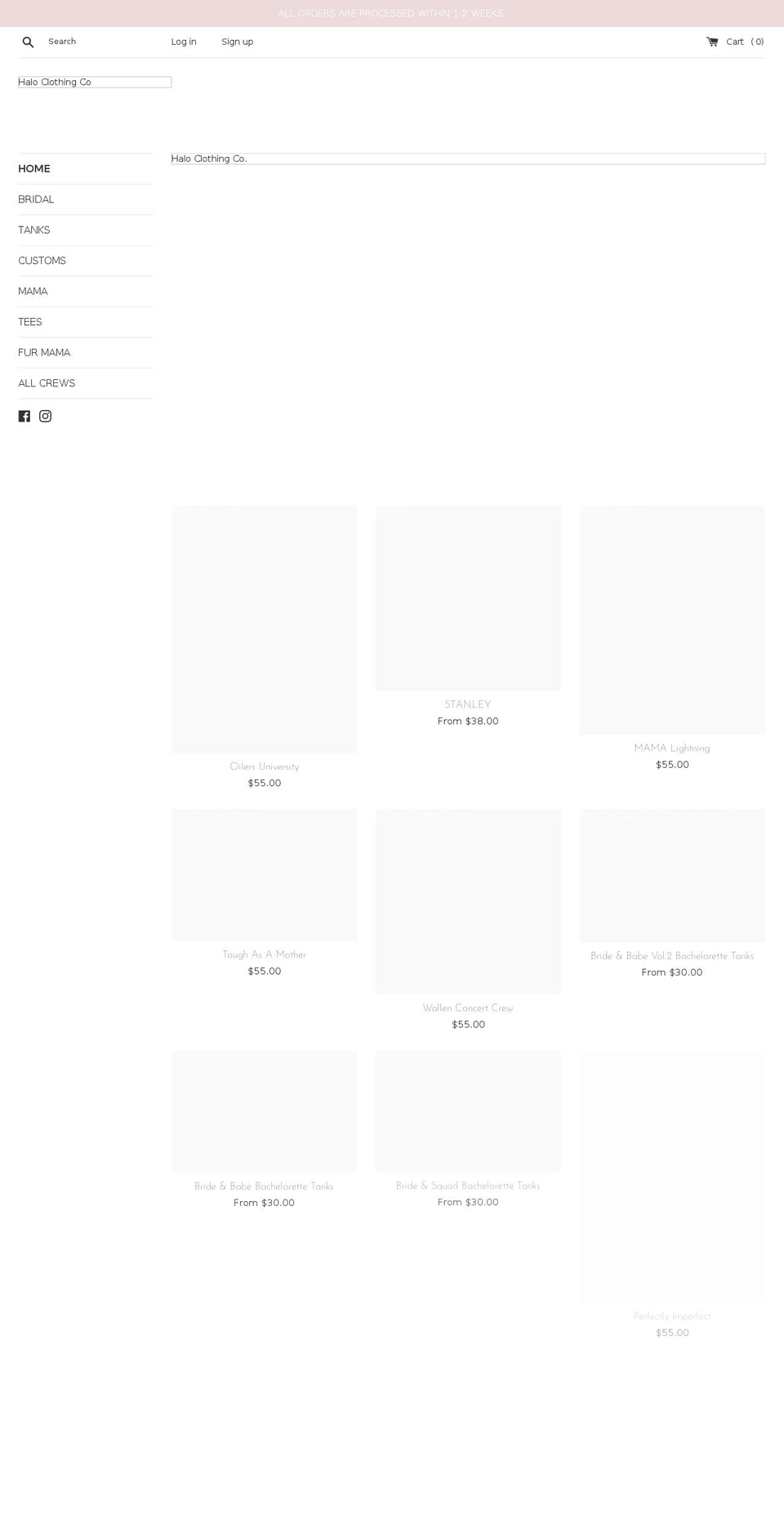 haloclothingco.com shopify website screenshot