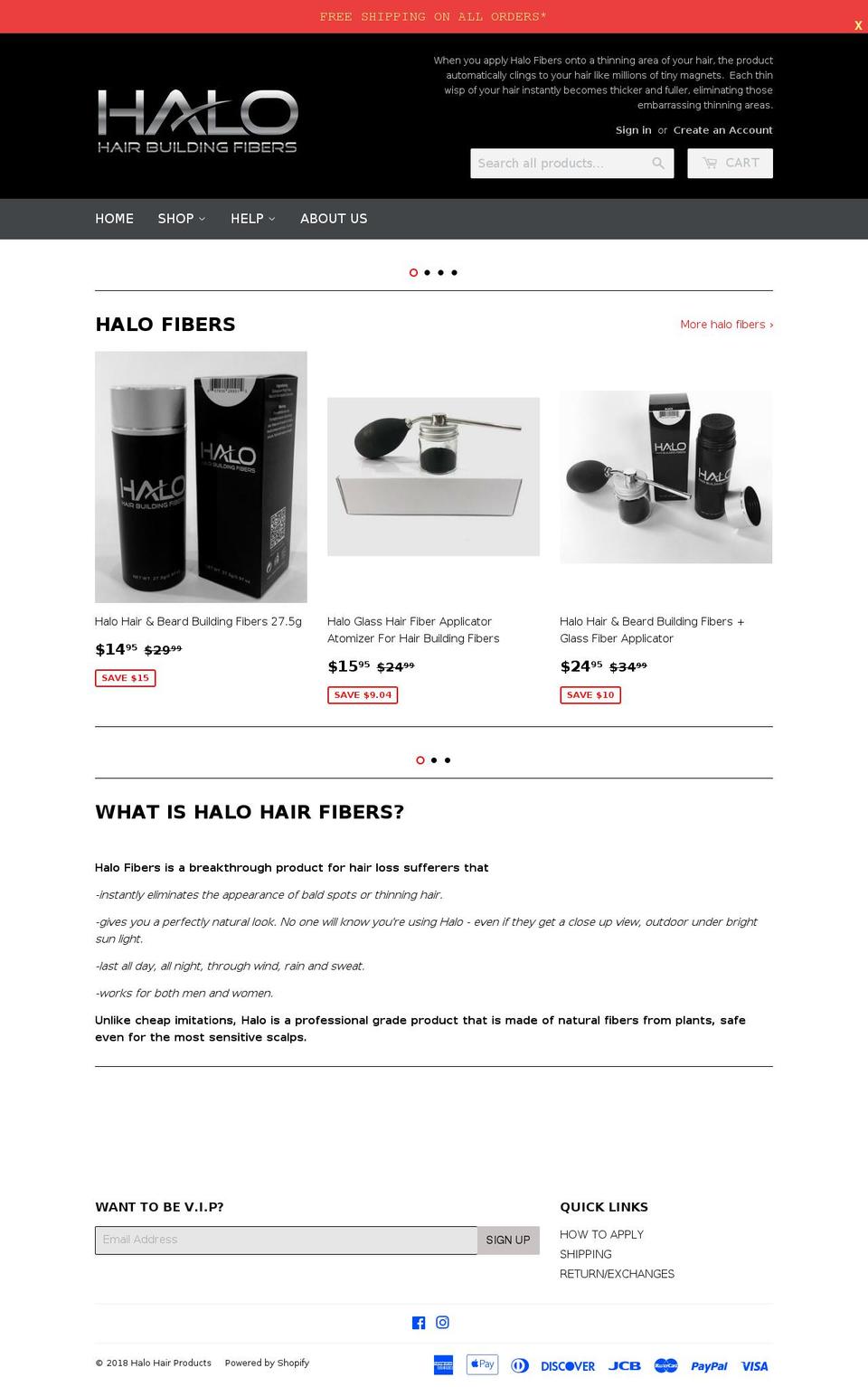 halofibers.com shopify website screenshot