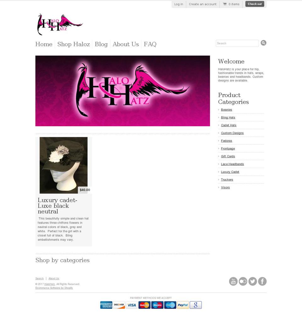 halohatz.net shopify website screenshot