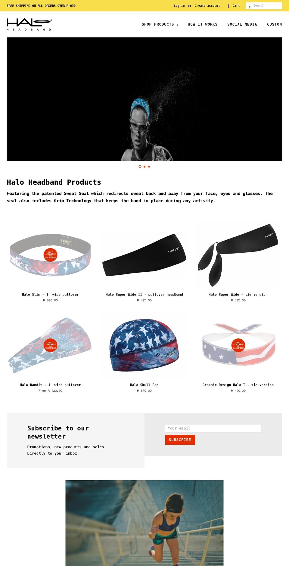 haloheadband.co.za shopify website screenshot