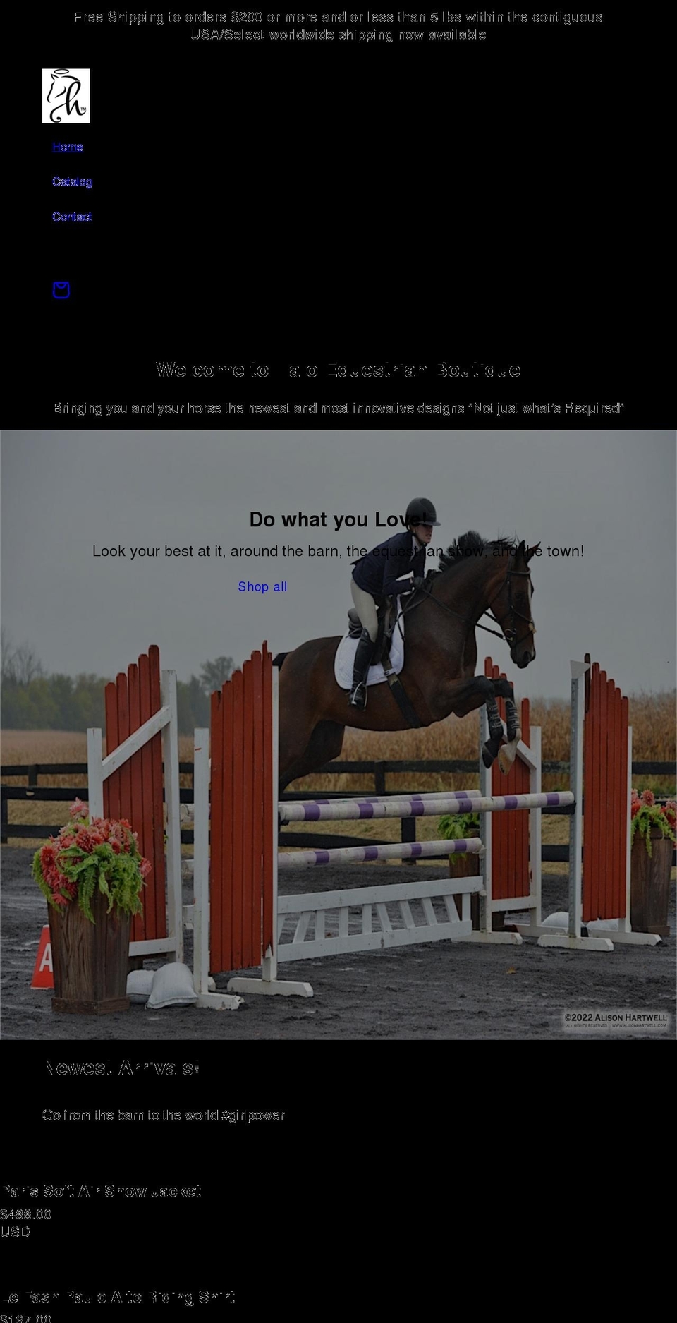 halohorses.com shopify website screenshot