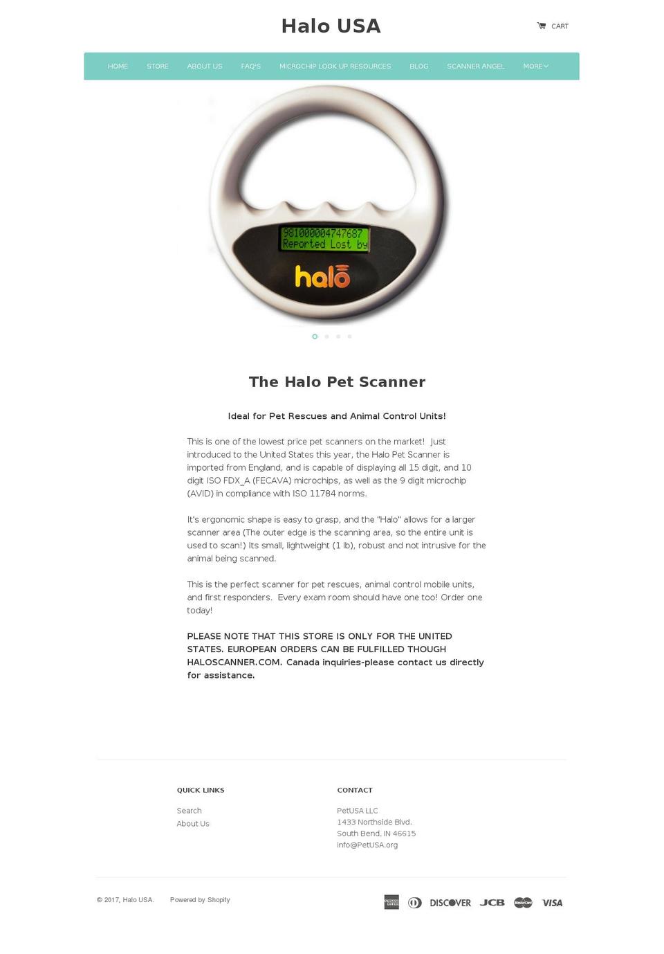 halopetscanner.com shopify website screenshot