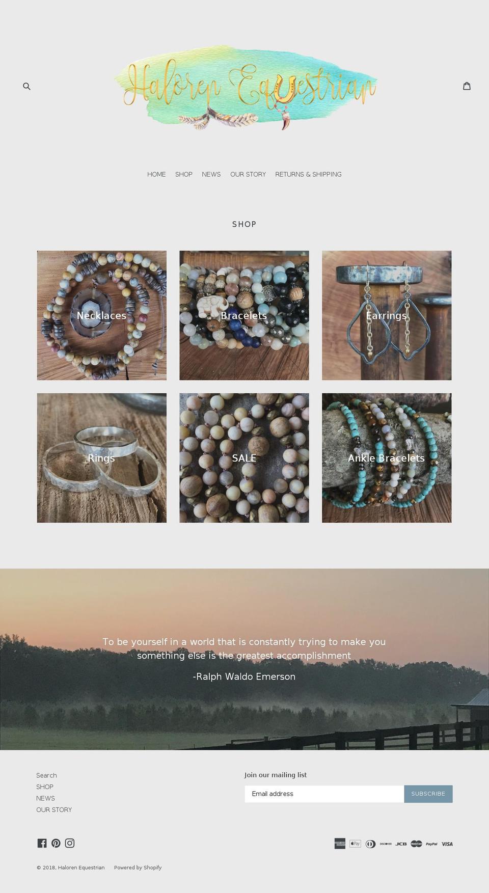 halorenequestrian.com shopify website screenshot