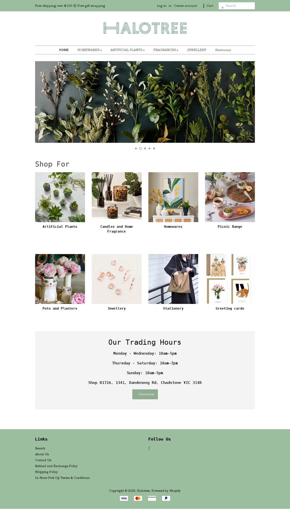 halotree.com.au shopify website screenshot