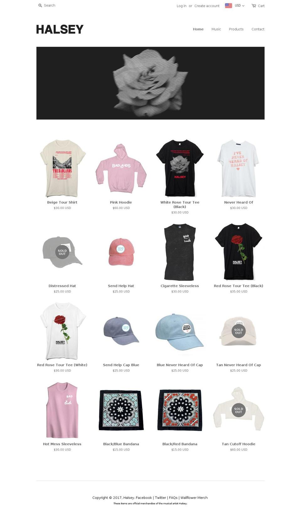 halseystore.com shopify website screenshot