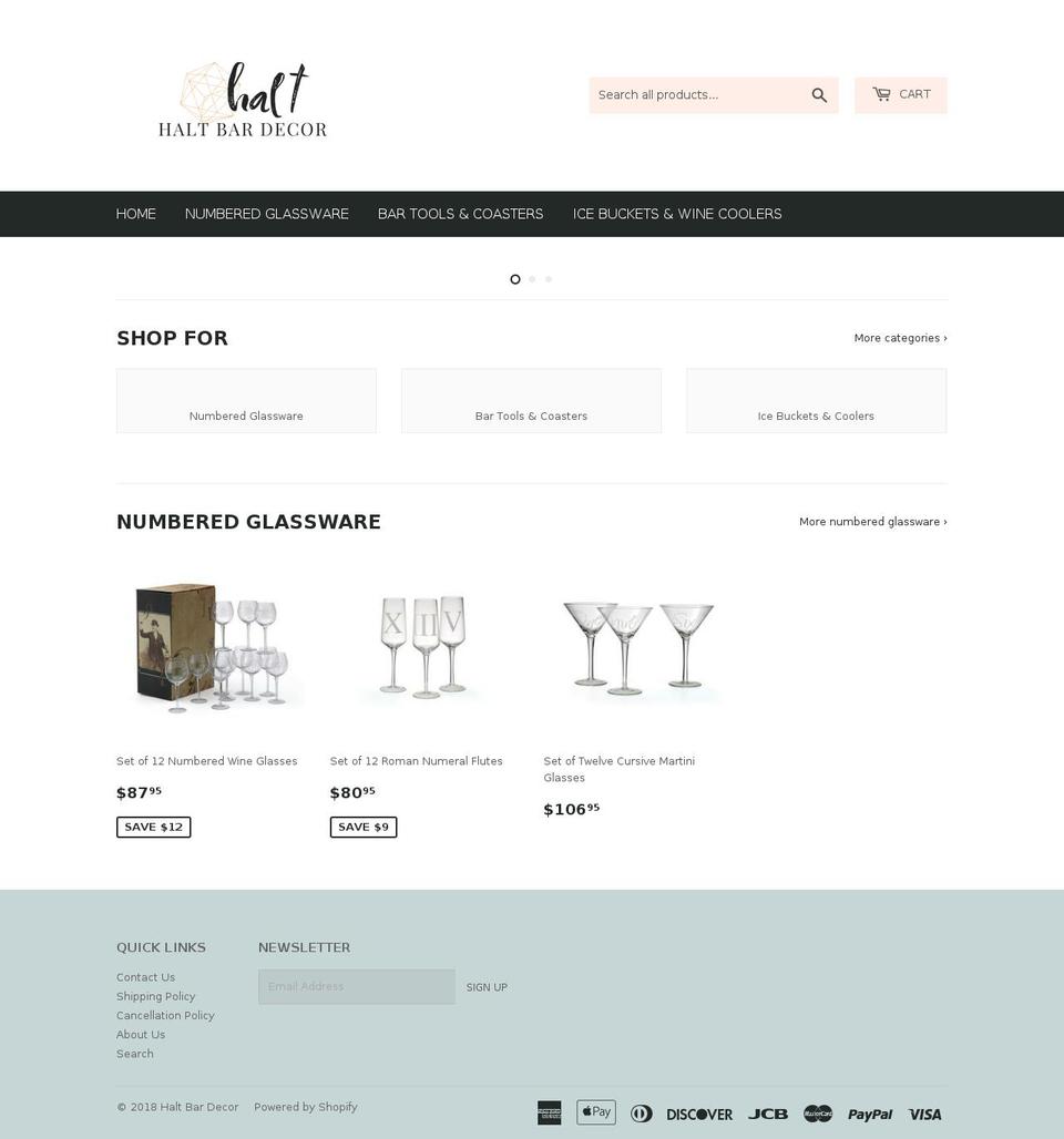 haltbardecor.com — Shopify storefront screenshot