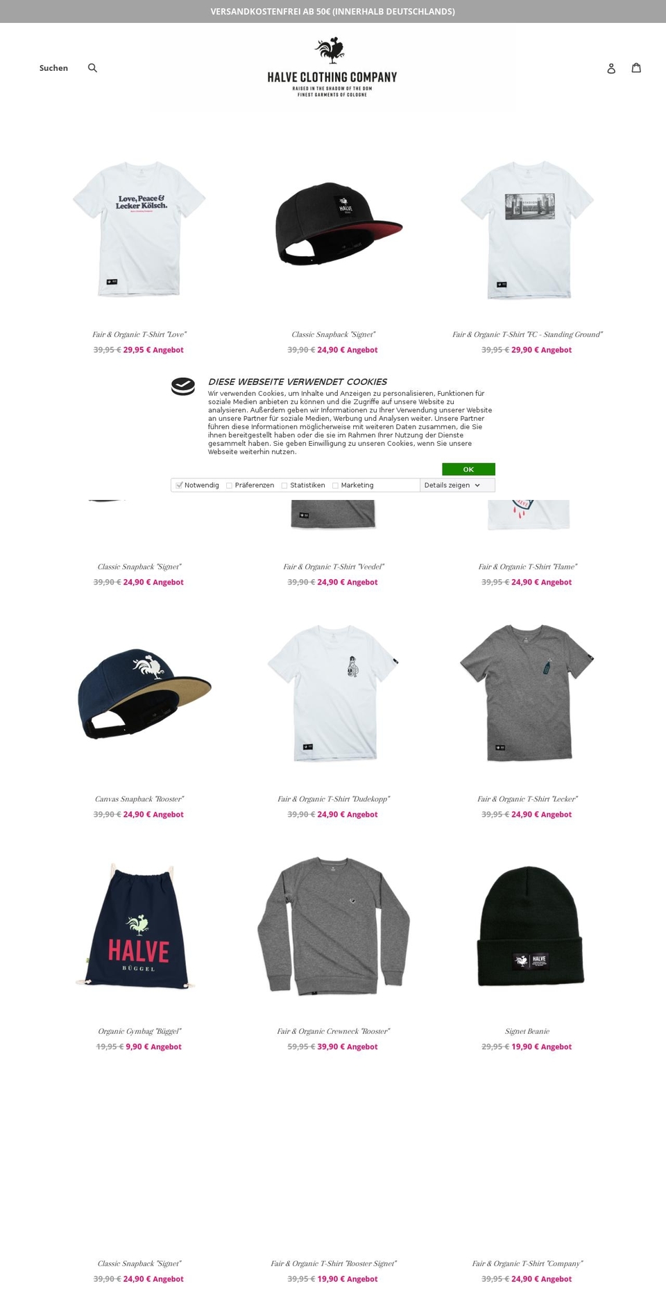 halve-clothing.com shopify website screenshot