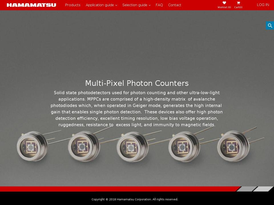 hamamatsu-samples.com shopify website screenshot