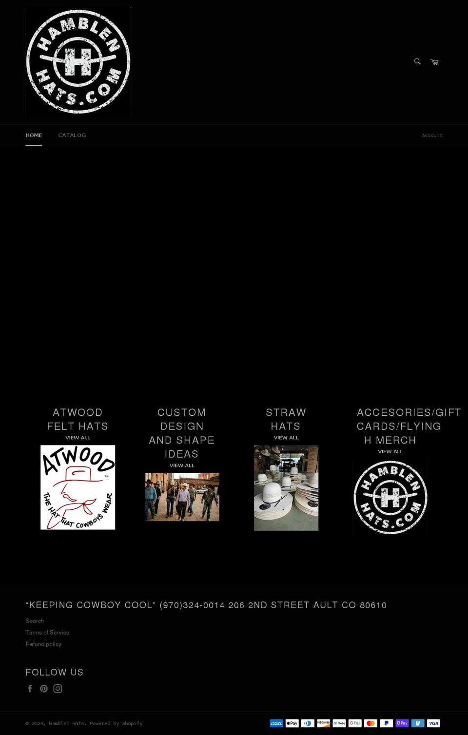 hamblenhats.com shopify website screenshot