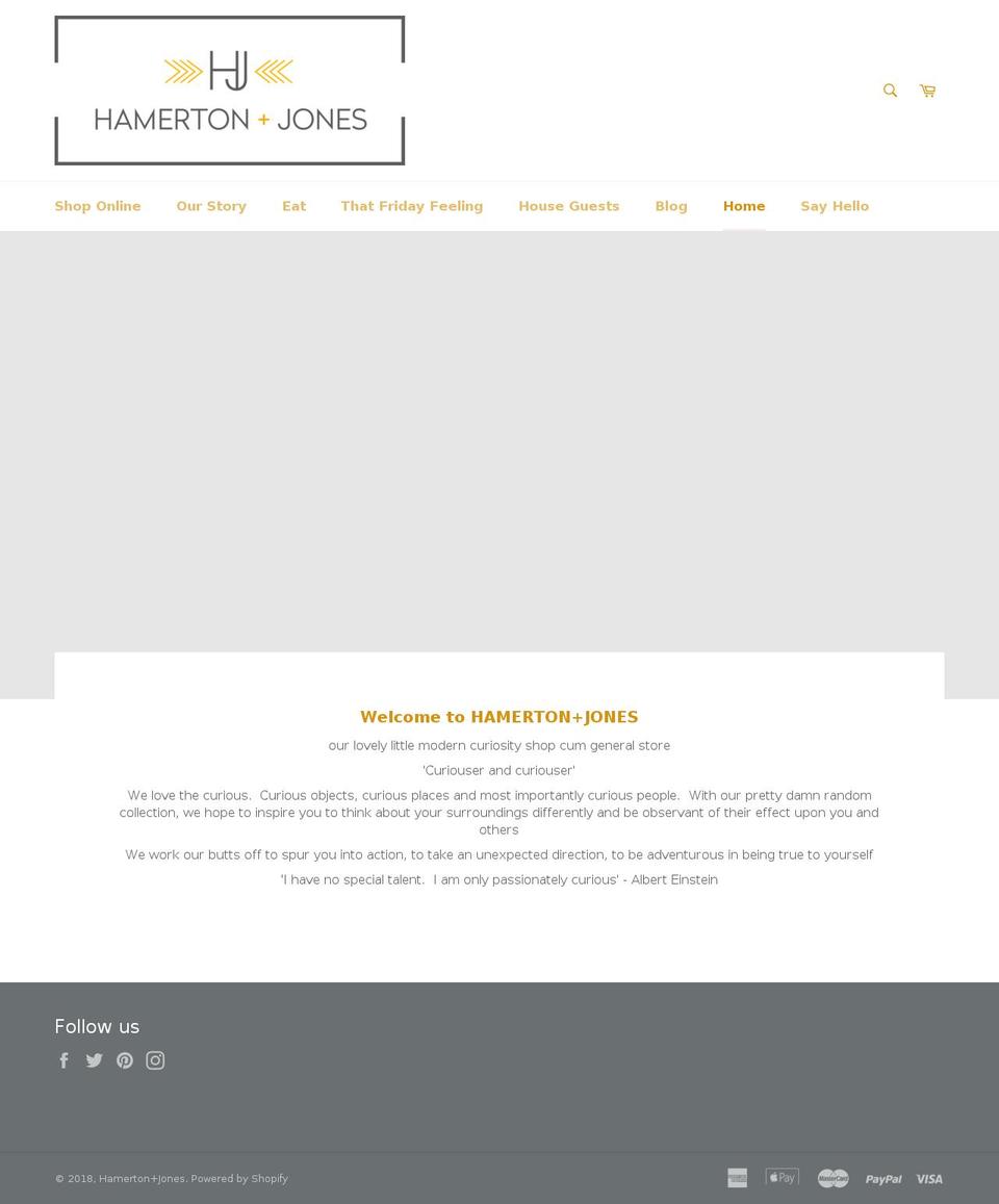 hamertonjones.com — Shopify storefront screenshot