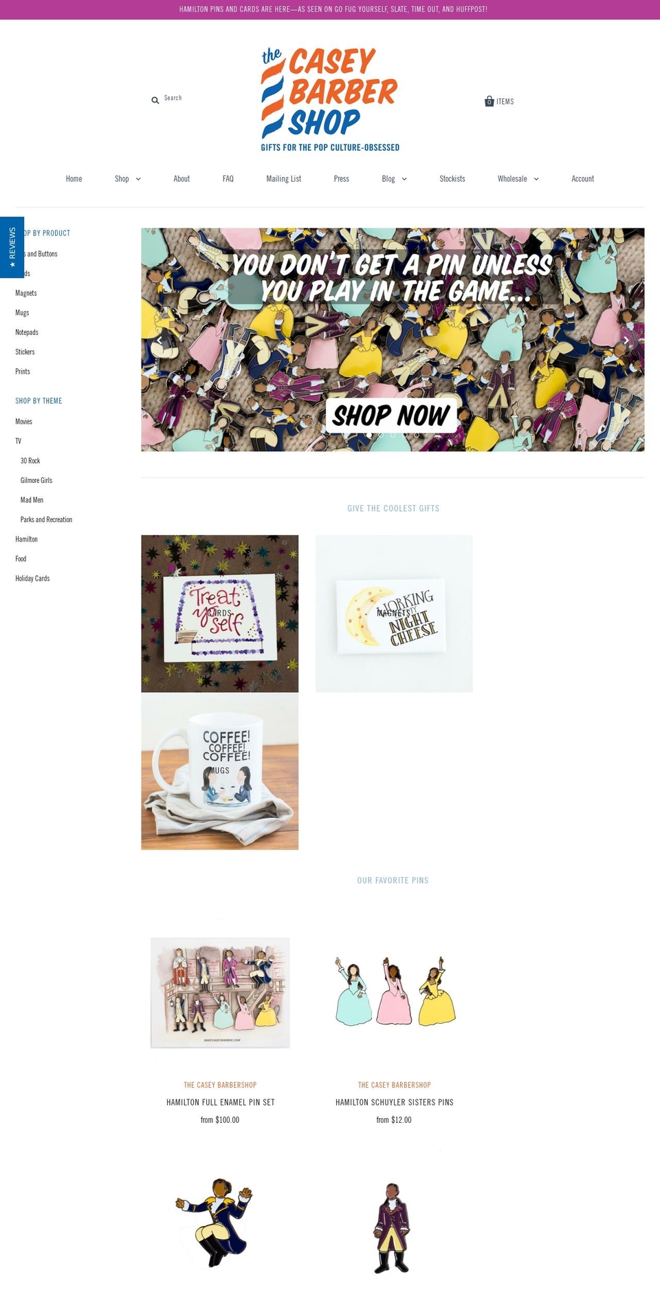hamilpins.com shopify website screenshot
