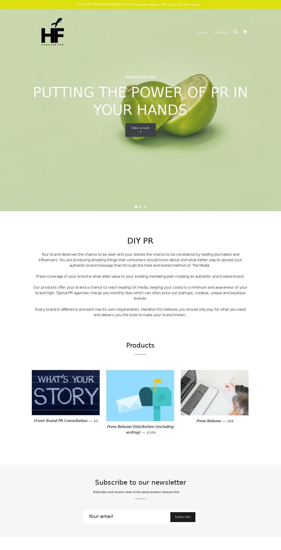 hamilton-fox.com — Shopify storefront screenshot