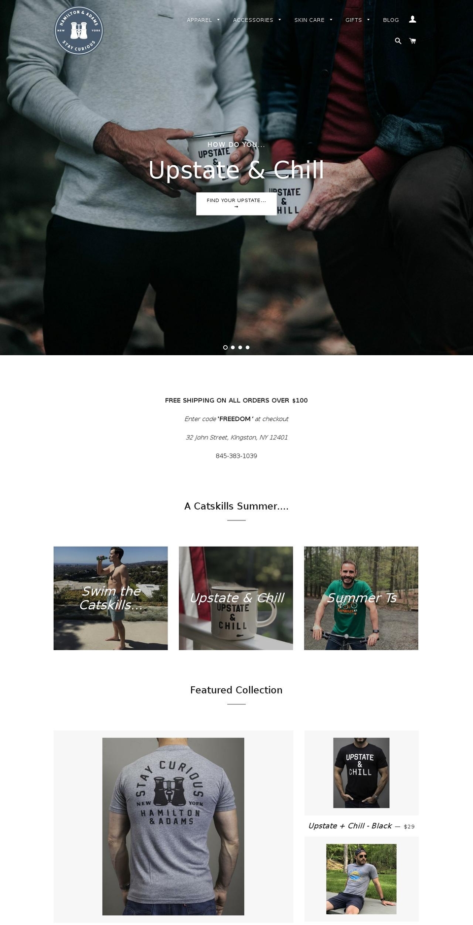 hamiltonandadams.com shopify website screenshot