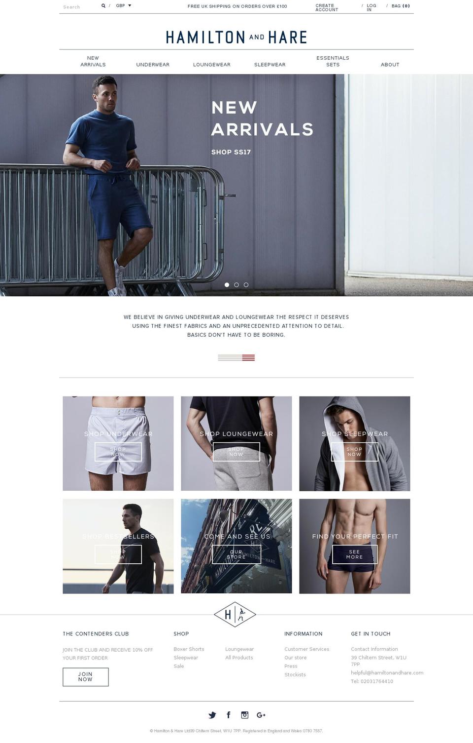 hamiltonandhare.com shopify website screenshot