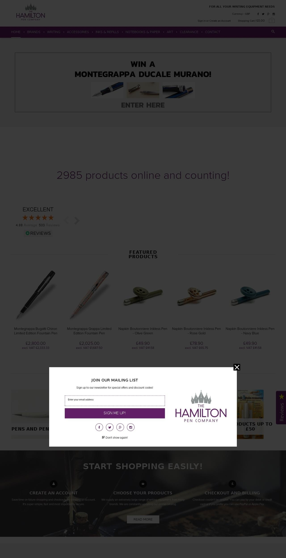 rt-material-v1-4 Shopify theme site example hamiltonpens.com